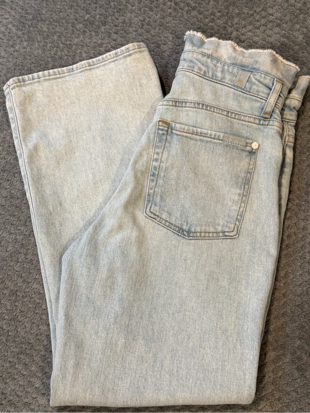 7 For All Mankind High Rise Cropped Frayed Waist Raw Edge Jeans Size 27